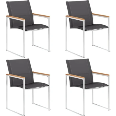 Afbeelding van Tuinstoelen 4 st textileen en roestvrij staal grijs