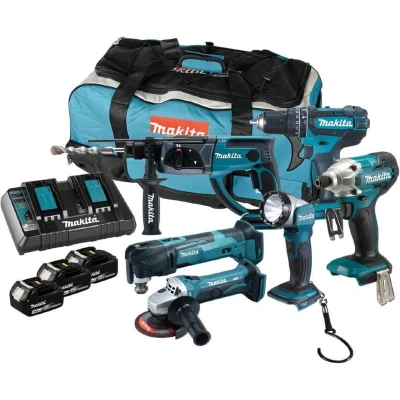Afbeelding van Makita DLX6100PX1 Comboset 18v DHP452 DHR202 DTM51 DTD156 DGA452 3x 3.0Ah accu
