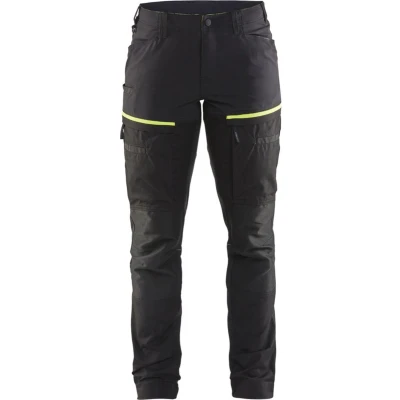 Afbeelding van Blaklader Servicewerkbroek met stretch voor dames 7166 1845 Zwart/High Vis Geel D21