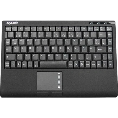 Afbeelding van KeySonic USB toetsenbord met touchpad, kabel (2 m), compacte lay out, geïntegreerd nummerveld, SoftSkin, zwart