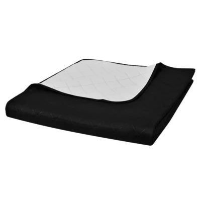 Afbeelding van Bedsprei gewatteerd dubbelzijdig 230x260 cm zwart/wit