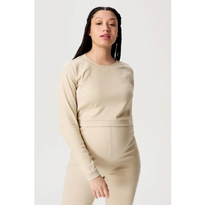 Afbeelding van Noppies Maternity Leela Top Nursing Long Sleeve, White Pepper P427, XS