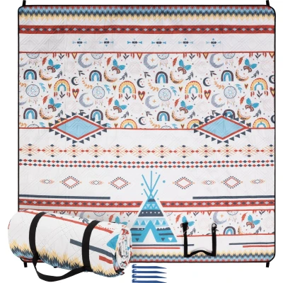 Afbeelding van JEMIDI picknickkleed waterdicht XXL 200 x cm Polyester strandlaken Picknickdeken met Oxford stof Extra dik Picknick kleed boho print