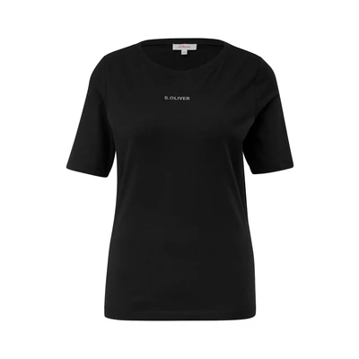 Afbeelding van s.Oliver Elastisches MIT Label Tshirt basic, Dames, Maat: 38, Schwarz