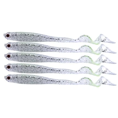 Afbeelding van Alomejor 5Pcs 13Cm Zachte Vissen Lokken Kunstmatige Paddle Staart Visgerei Aas Jig Hoofd Haak Wormen Swimbait (Sliver)
