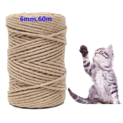 Afbeelding van Parain sisal touw voor krabpaal kattenboom katten natuurlijk 6mm 60m