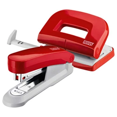 Afbeelding van Novus 020 1874 bureauset Twinset nietmachine met perforator e 15/E 210, rood