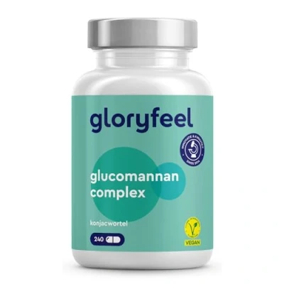 Afbeelding van gloryfeel glucomannan sterk gedoseerd Eetlustremmer 240 capsules Konjac wortel voor gewichtsverlies* 4.000 mg per dagelijkse dosis Met niacine en chroom