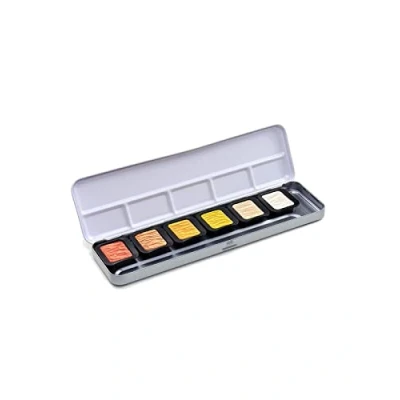Afbeelding van Verftablet 30x22mm Pearlescent 6 stuks in blik, Finetec 5 en 1 Flip Fl
