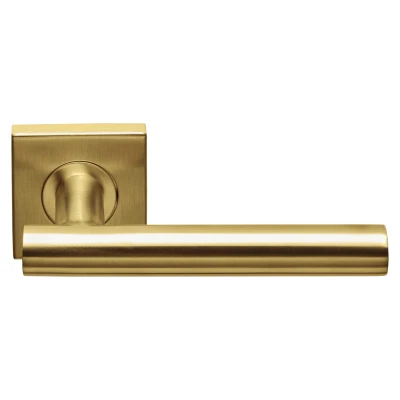 Afbeelding van Formani Deurkruk BASICS LB7 19BSQ geveerd op vierkant rozet PVD goud