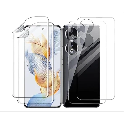 Afbeelding van GIOPUEY 2 + stuks schermbeschermer compatibel met Honor 90 5G, rugbeschermer, flexibele TPU, ultradun, krasbestendig, hoesvriendelijk, oliebestendig, glad