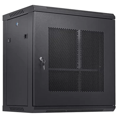 Afbeelding van VEVOR 12U Netwerkserverkast voor wandmontage, 15,5 inch diep, serverrackkast behuizing, maximaal op de grond gemonteerde belastbaarheid, met zijpanelen vergrendelende deur, IT apparatuur,