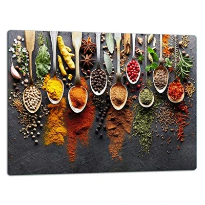Afbeelding van TMK glazen snijplank, fornuisafdekplaat, keramische kookplaat, 1 delig, 52 x 40, snijplaat, spatbescherming, universele glasplaat, keuken, specerijen