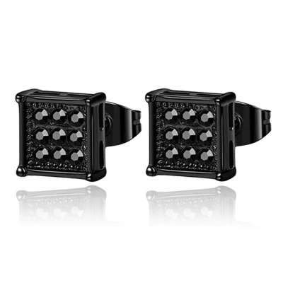 Afbeelding van Mendes Heren Oorbellen Nine Stone Stud Black
