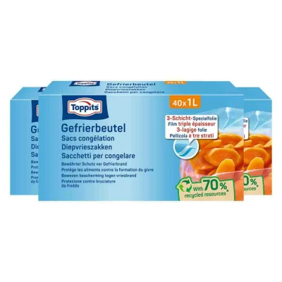 Afbeelding van 3x Toppits Diepvrieszakjes 1 liter 40 stuks