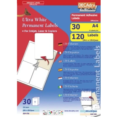 Afbeelding van Decadry zelfklevende etiketten, wit, 120 stuks