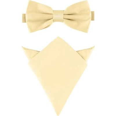 Afbeelding van Ladeheid Vlinderdas &amp; Zakdoek voor Heren Strikjes 12cm x 6cm, 22cm Ecru LA SR M/P