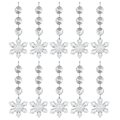 Afbeelding van UCLEVER 10 stks Clear Crystal Hangers Kerst Sneeuwvlok, Kristallen Kralen voor Kroonluchters, XMS Opknoping Zonnevanger Windows Home Decor