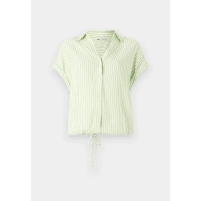 Afbeelding van TOM Tailor Striped Shortsleeve Overhemdblouse, Dames, Maat: 34, True green white