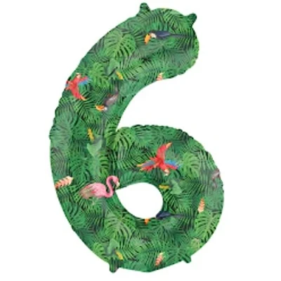 Afbeelding van Folat Folieballon Cijfer 6 Jungle Vibe 86 cm