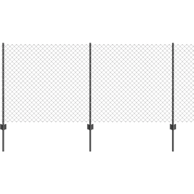 Afbeelding van vidaXL Kettinglink Hek met 44 U palen Grijs 1x25 m Staal