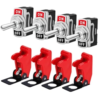 Afbeelding van Gebildet Tuimelschakelaar 10A/12VDC, 6A/24VDC, AAN/UIT Wipschakelaar met Metalen Hendel,SPST 2polig Rocker Toggle Switch Voor Auto Personenauto Vrachtwagen Boot(Verpakking van 4)