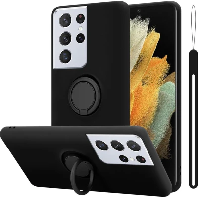 Afbeelding van Cadorabo Hoesje geschikt voor Samsung Galaxy S21 ULTRA in LIQUID ZWART Beschermhoes van TPU silicone Case Cover met