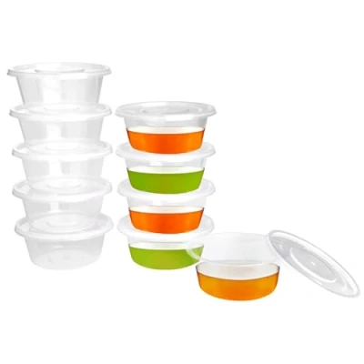 Afbeelding van Surflyee 40 stuks plastic bakjes met deksels, BPA vrije voedselcontainers van 50 ml potjes voor saus, lekvrij, kleine afhaalmaaltijden, dips, gelei