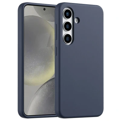 Afbeelding van Samsung Galaxy S25 Hoesje Siliconen en TPU (zacht) Accezz Softcase/Backcover Donkerblauw Telefoonhoesje