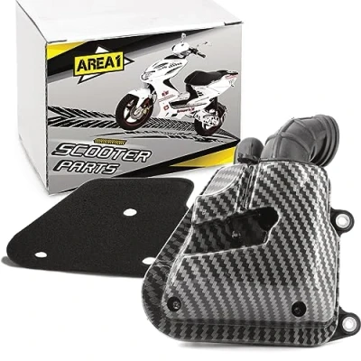 Afbeelding van Area1 Luchtfilterbox + luchtfilter carbon look voor 50cc 2takt Minaralli/China Scooter. compatibel met Yamaha Aerox Jog Neos ATU Explorer Race GT CPI Keeway Generic Nova Motors Luxxon Tauris Benelli