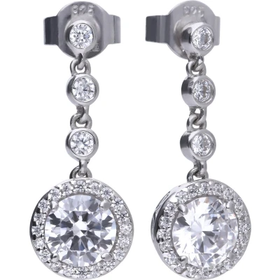 Afbeelding van Diamonfire Zilveren oorhangers Bridal Zirkonia Entourage Rond
