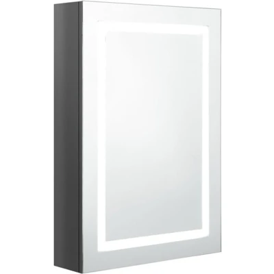 Afbeelding van vidaXL Badkamerkast met spiegel en LED 50x13x70 cm glanzend grijs