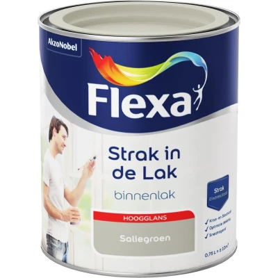 Afbeelding van flexa strak in de lak hoogglans watergedragen saliegroen 0.75 ltr
