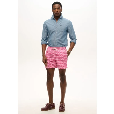 Afbeelding van Superdry Printed Zwemshorts, Heren, Maat: Small, Pink geo print