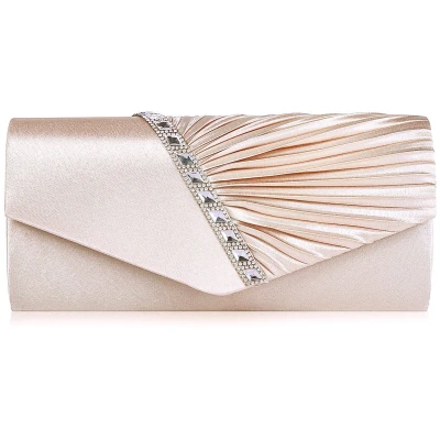 Afbeelding van Damara Elegante dames avondtas met strass, abrikoos