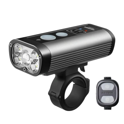 Afbeelding van Ravemen PR2400 fiets koplamp USB oplaadbaar 5 LEDs HiLo beam met draadloze afstandsbediening en powerbank 2400 lumen