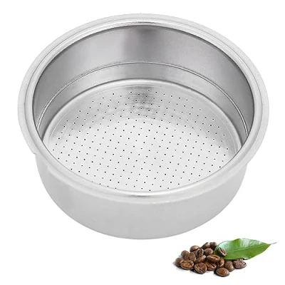 Afbeelding van Roestvrijstalen Koffiefilter, 51 Mm Dubbellaagse Filtermand Onder Druk Espressofiltermand voor Portafilter Koffiemachine(Dubbele kop)