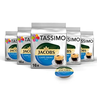 Afbeelding van Tassimo Capsules Jacobs Caffè Crema Mild, 80 koffiecapsules, 5 x 16 drankjes
