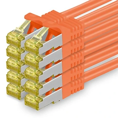 Afbeelding van Cat.7 Ethernet Cable Gigabit LAN Netwerkkabel RJ45 1m oranje 10 stuks Cat7 Kabel netwerk ruwe Gb s SFTP PIMF LSZH set Patchkabel met Rj 45 connector Cat.6a