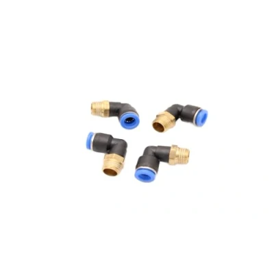 Afbeelding van Pneumatische hoek steekschroefverbinding 90 1/4&quot; op 8 mm, 4 stuks push in persluchtaansluiting steekaansluiting (R 8mm)