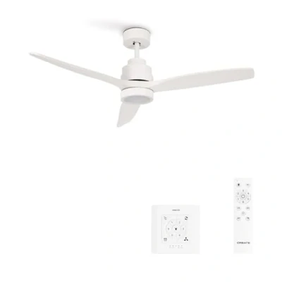 Afbeelding van CREATE Plafondventilator 40W silent Ø132 cm Met Verlichting drie temperaturen Wandregelaar Afstandsbediening 6 Snelheden Timer Zomer/Winter functie Wit WIND STYLANCE