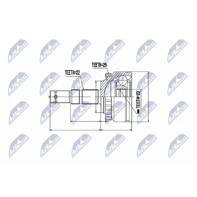 Afbeelding van Homokineet reparatie set, aandrijfas NTY NPZ PL 015