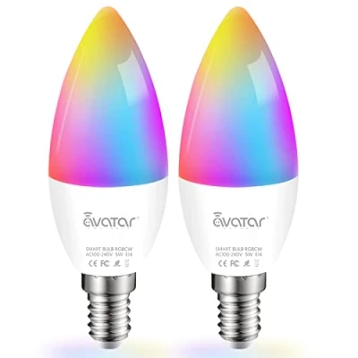 Afbeelding van E14 Led Alexa lamp, 5 W, 500 lm, C37, wifi, smart home gloeilamp, E14, warm wit en koud wit, dimbaar, Rgb ledlampen, muzieksynchronisatie, afstandsbediening, stemcontrole, tijdschema timer, app ledlamp (2 stuks)