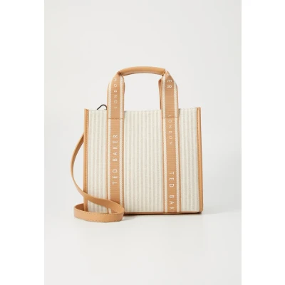 Afbeelding van Ted Baker Handtas Schoudertas Harllee Striped Canvas Webbing Crossbody Bag Camel Beige
