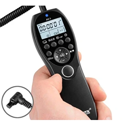 Afbeelding van ayex AX 3 Timer afstandsbediening N3 voor Canon EOS 1D X Mark II, 5D IV, 5DS, 6D, 7D II en nog veel meer.