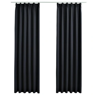 Afbeelding van Gordijnen verduisterend met haken 2 st 140x245 cm zwart