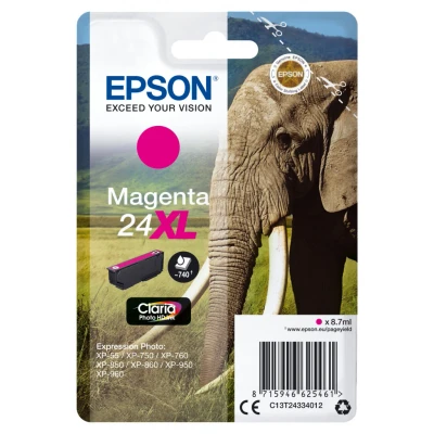 Afbeelding van Epson Elephant Singlepack Magenta 24XL Claria Photo HD Ink (C13T243340