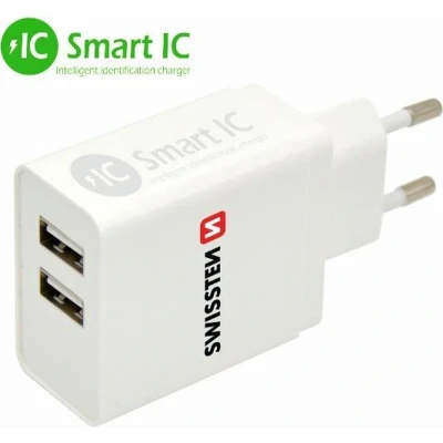 Afbeelding van Swissten USB oplader met 2 Poorten 10W Wit