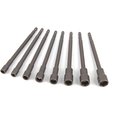 Afbeelding van HBM 8 Delige Extra Lange 150 mm. Magnetische Dopsleutelset met HEX opname