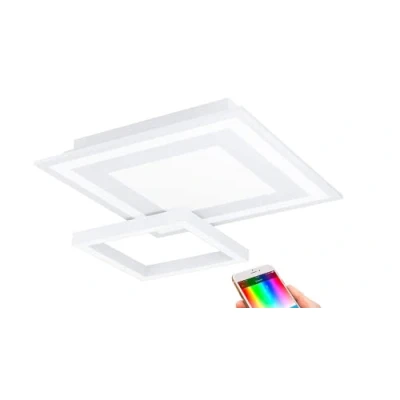 Afbeelding van EGLO Connect Savatarila C Led plafondlamp, 2 lampen, wandlamp van staal en kunststof, wit, kleurtemperatuurverandering (warm, neutraal, koud), RGB, dimbaar, L x B 45 cm